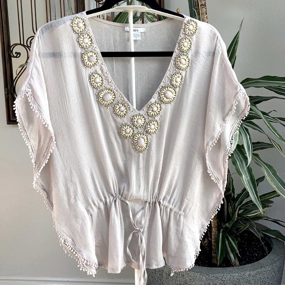 BAR lll beautiful beaded gray top
